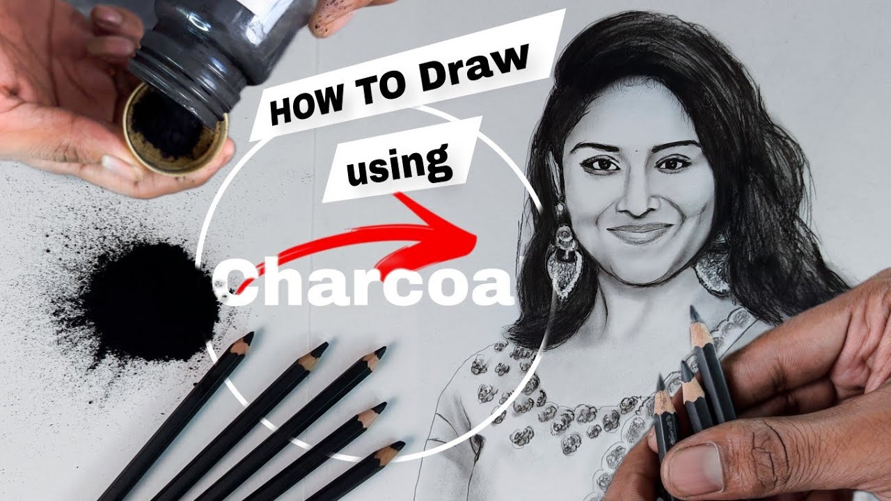 Charcoal Drawing for Beginners in Tamil | How to use charcoal pencil !!!
