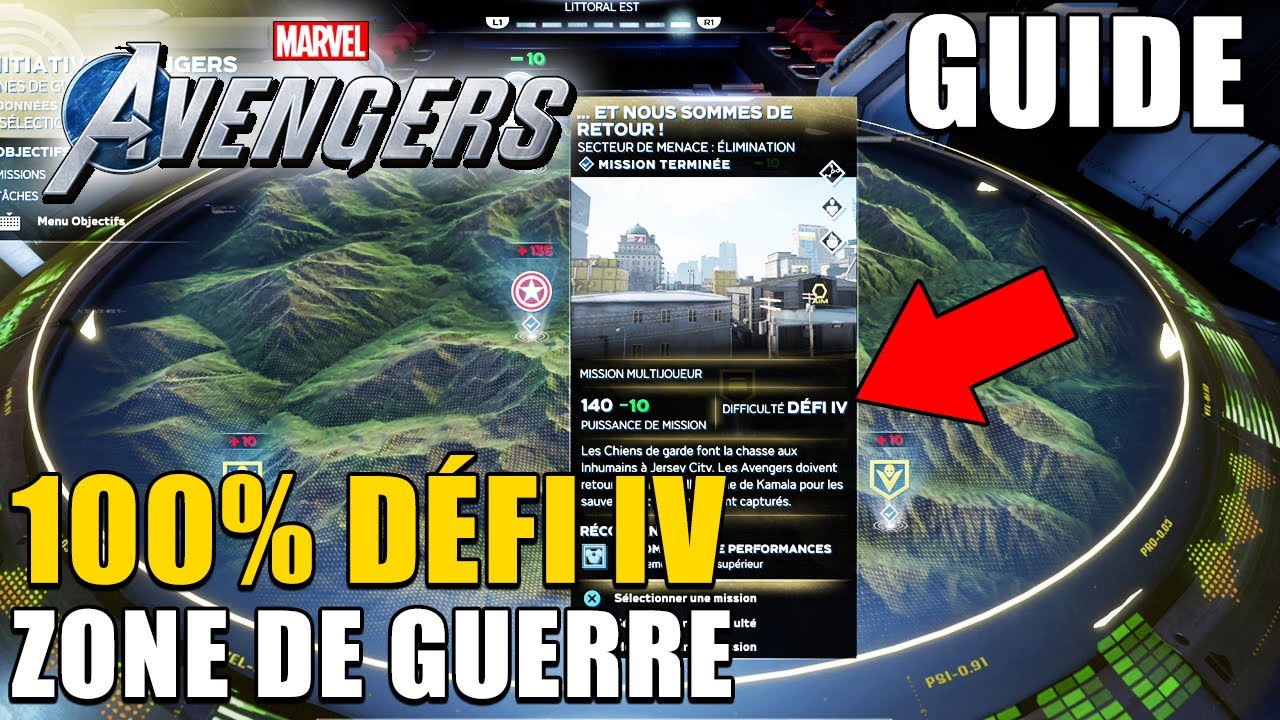 MARVEL'S AVENGERS - AVOIR 100% SUR UNE ZONE DE GUERRE EN DIFFICULTÉ DÉFI IV ( GUIDE ) SANS PAREIL