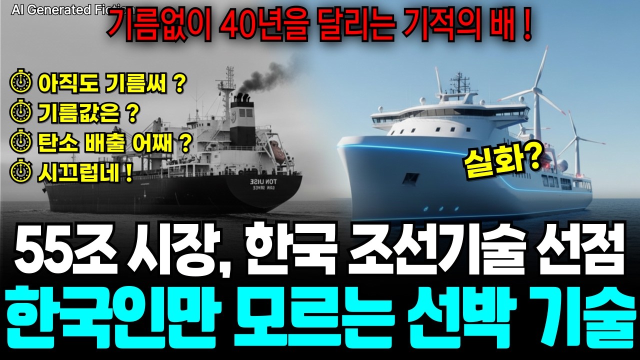 🔥넷제로 상태로 기름없이 40년을 달리는 배! 55조 시장 선점!  한국인만 모르는 한국조선 미래기술!