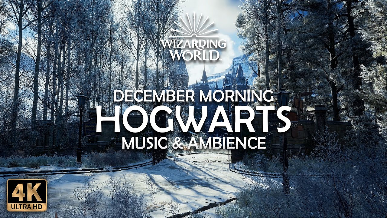⛄ A Calm December Morning at Hogwarts: Christmas by the Castle 🎄 | Harry Potter 4K Ambience & Music