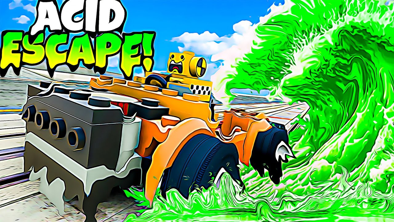 Escaping an ACID TSUNAMI With LEGO CARS in BeamNG Drive Mods!!