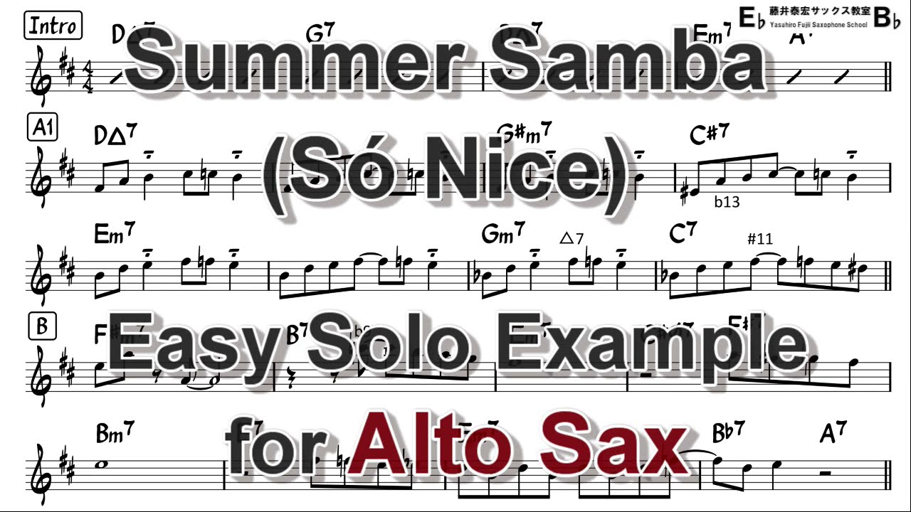 Summer Samba (So Nice) - Easy Solo Example for Alto Sax