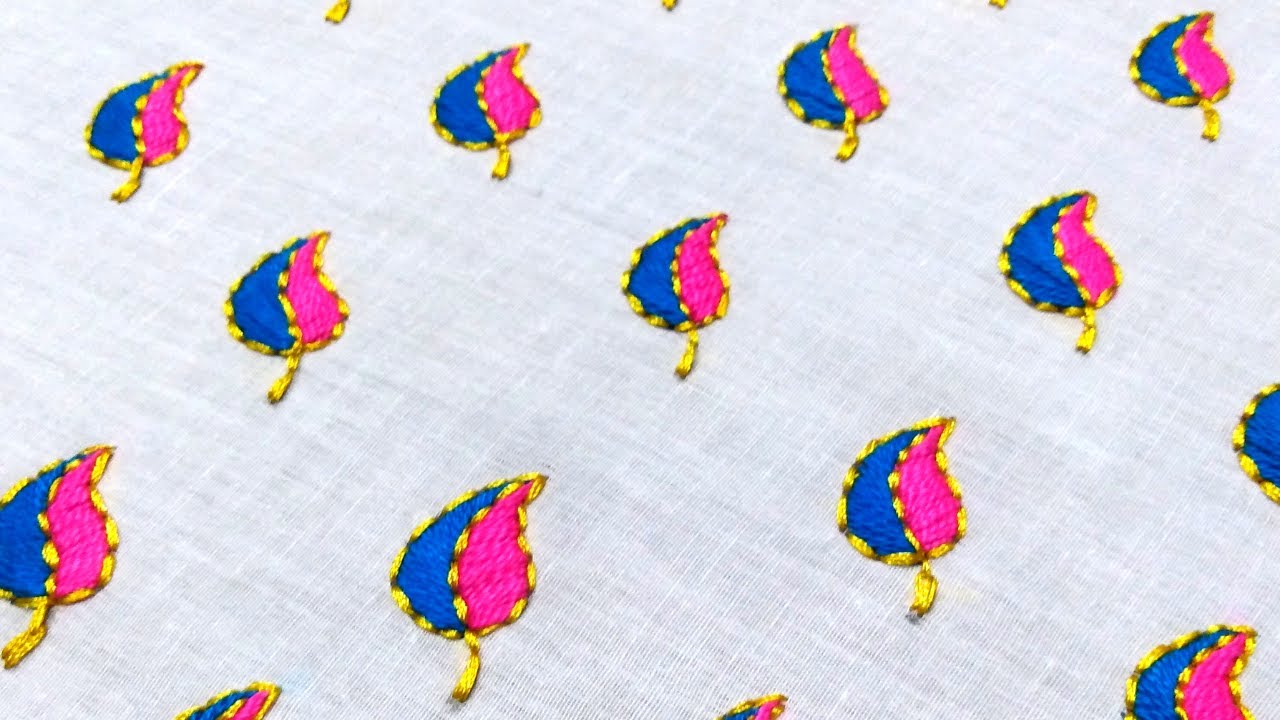 Hand embroidery stitches tutorial,leaf embroidery,embroidery design for dress