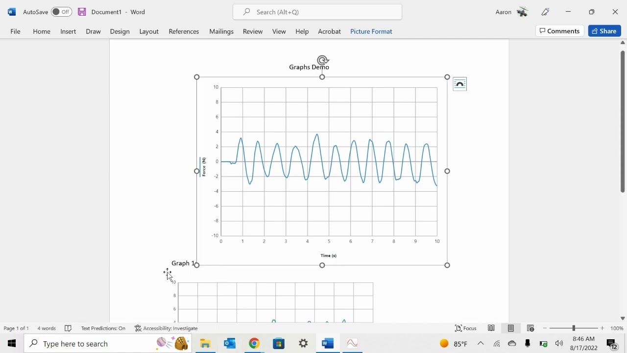 Phys 1401, Exporting and Saving Graphs, Vernier Graphical Analysis
