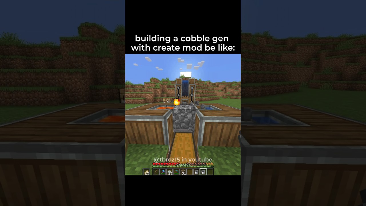 Building a cobblestone generator with Minecraft Create Mod be like: