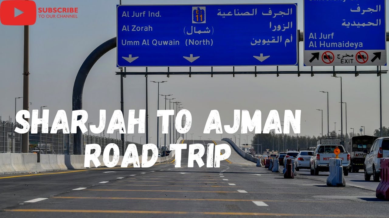 Sharjah to Ajman evening drive. Ajman industrial area. Auto workshops in Ajman industrial area