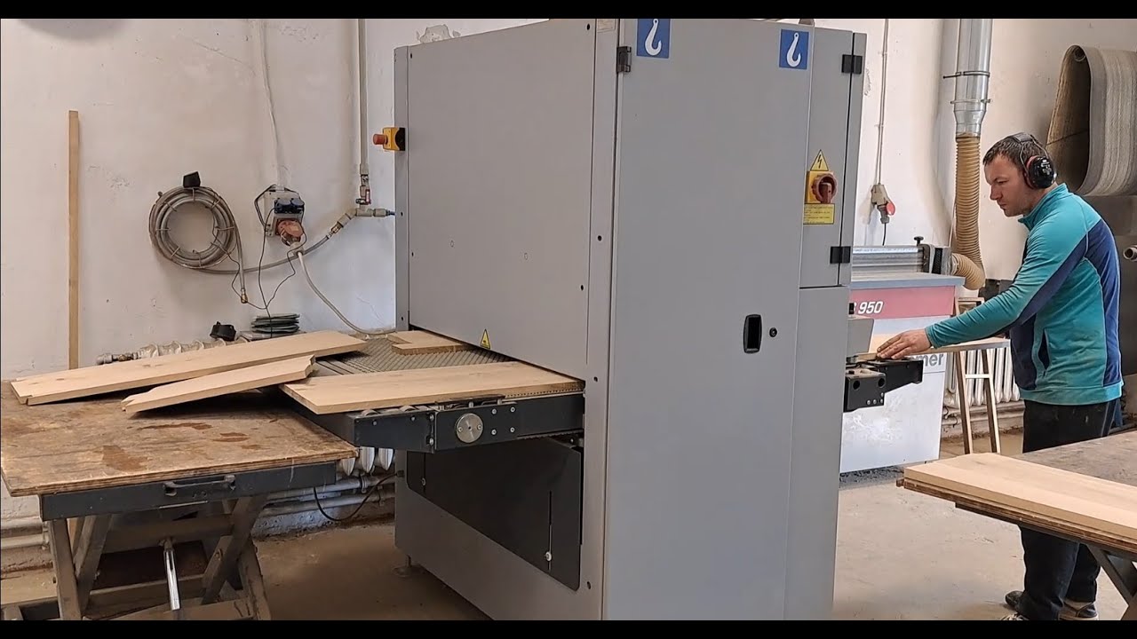 Szlifierka szerokotaśmowa Felder FW 1102, szlifowanie elementów drewnianych