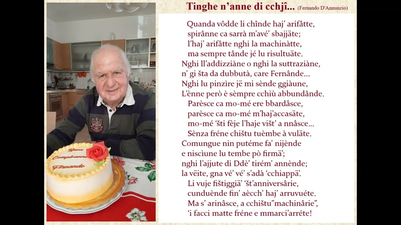 Ho un anno di più... di Fernando D'Annunzio - nel dialetto di Vasto - vastese
