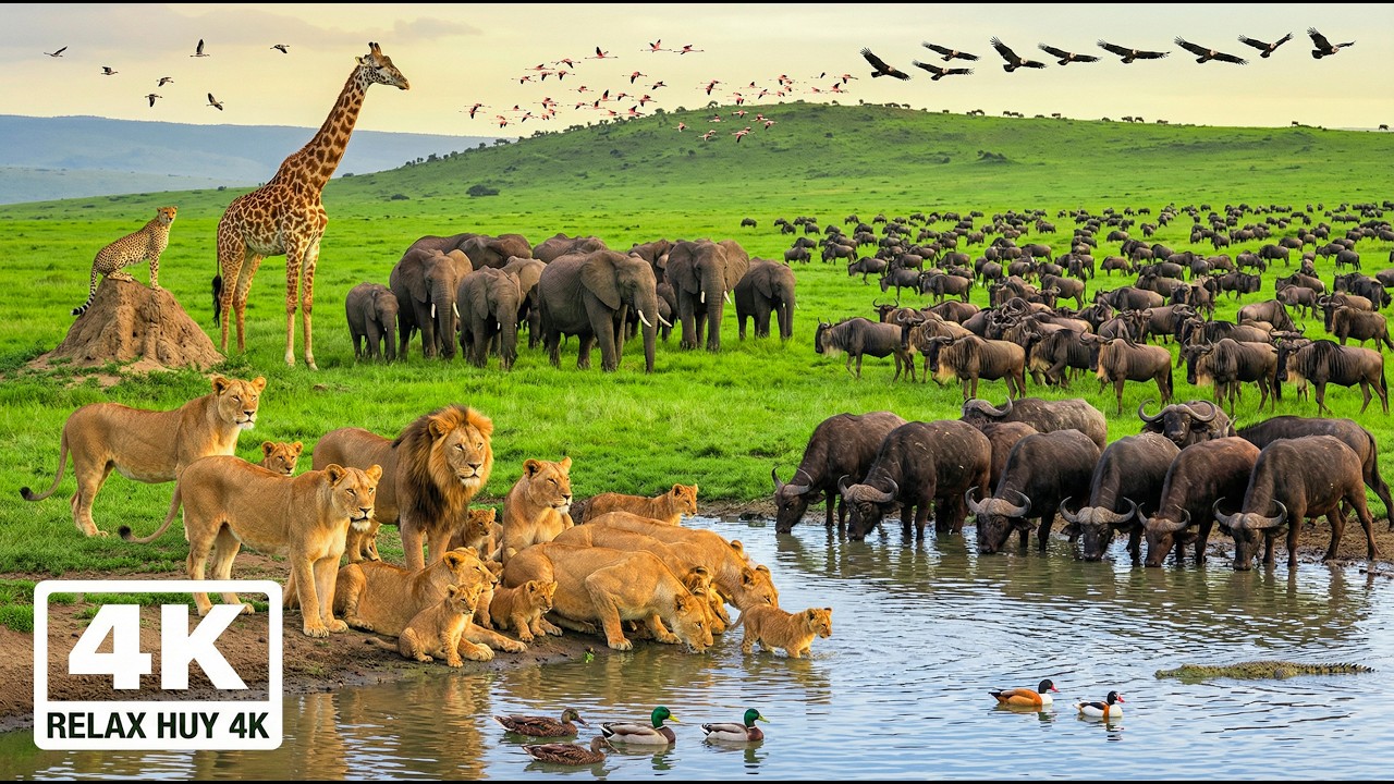 Incredible African Safari 4K 🦁 A Magical Sunset of Wildlife in the Savanna