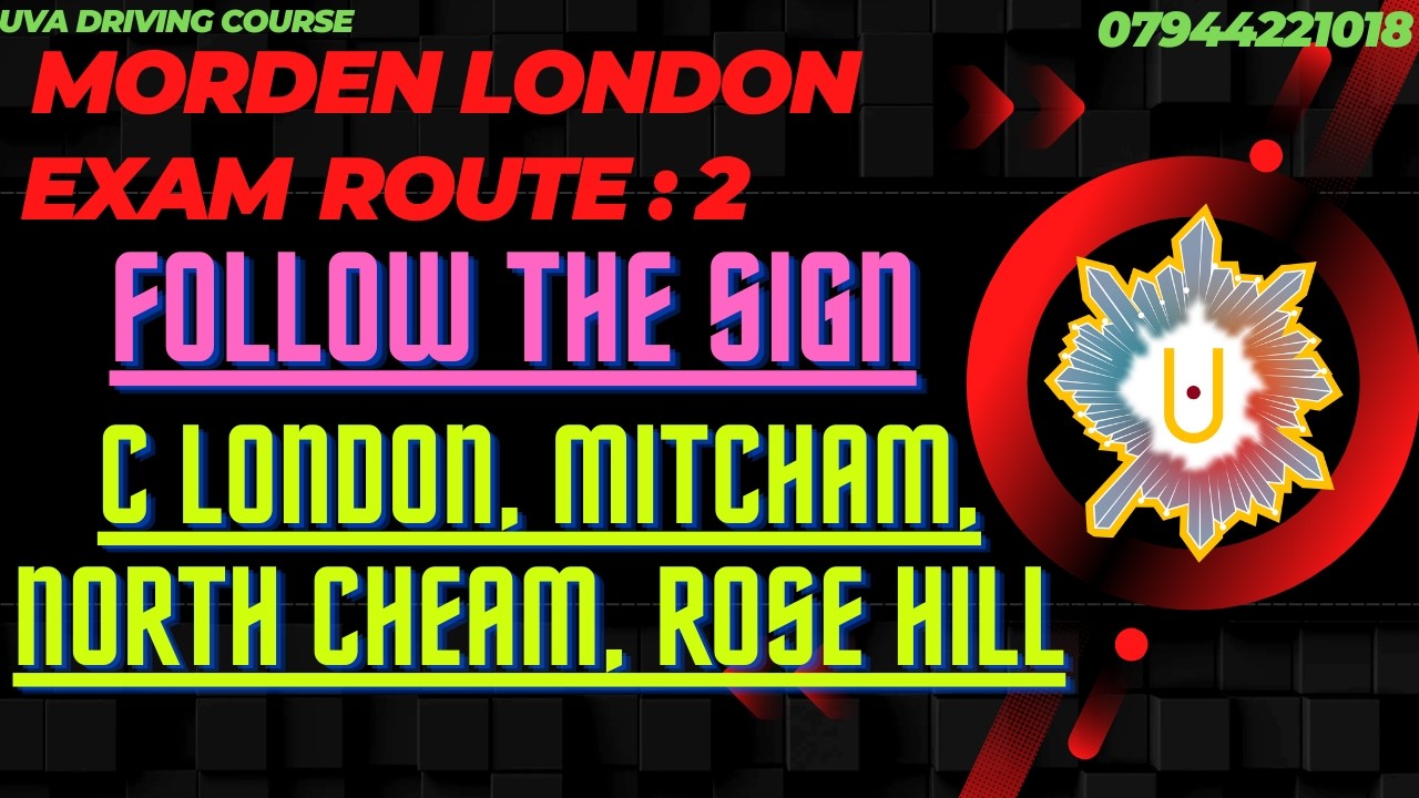 MORDEN REAL DRIVING TEST EXAM ROUTE : 2 | FOLLOW THE SIGN | C.LONDON |MITCHAM |NORTH CHEAM|ROSE HILL