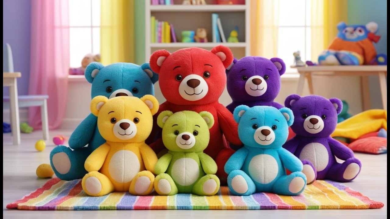Fünf Teddybären umarmen sich fest | Kuschellied & Liebevolle Kinderlieder