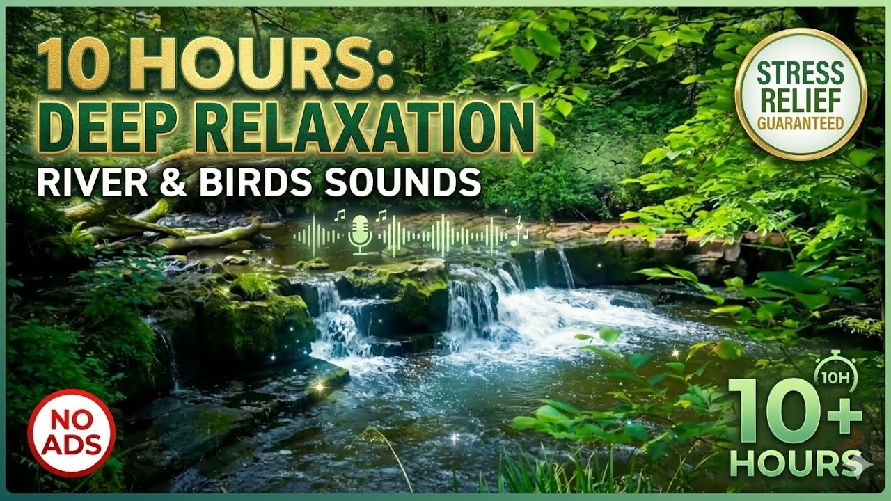 (No add) real river sound Sleep Music 🌌 Deep Sleep Meditation | Calm Mind, Relaxing Space Ambience