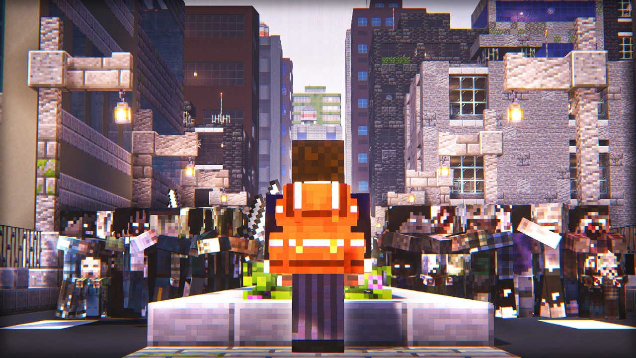 Attempting to Escape a Zombie Infested City in Minecraft