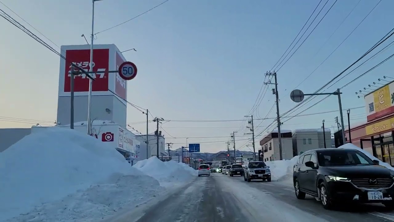 2026年1月28日朝　札幌市西区西野1条9丁目～西野屯田通～北1条宮の沢通～広島通交差点　ドライブ