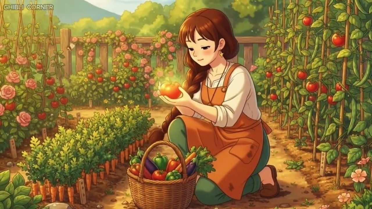 Harvesting Fresh Vegetables & Raising Chickens: Farm to Table Cooking with Eggs | Cozy Ghibli ASMR
