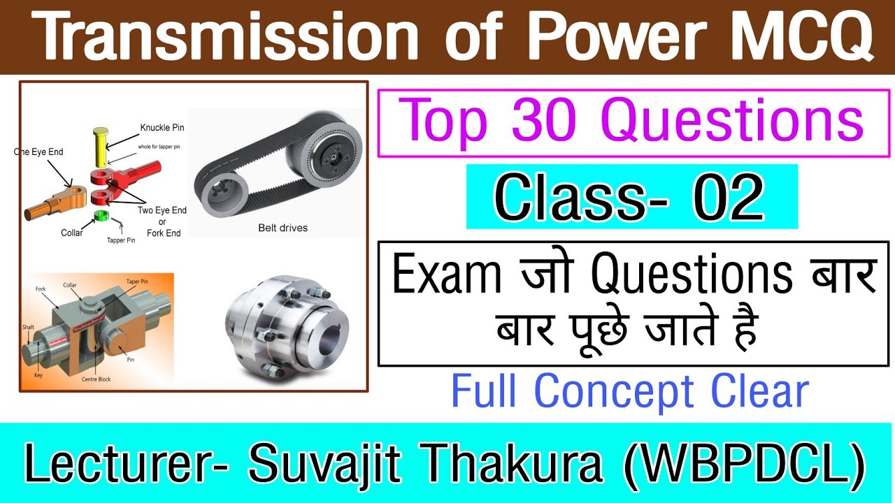 Transmission of Power MCQ Question | Power Transmission MCQ Questions | Power Transmission Questions