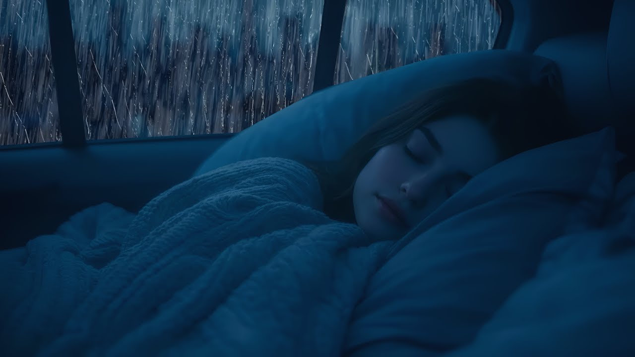 Sleep Hypnosis for Beating Insomnia in 3 Minutes with Heavy Rain & Thunder on a Car Night