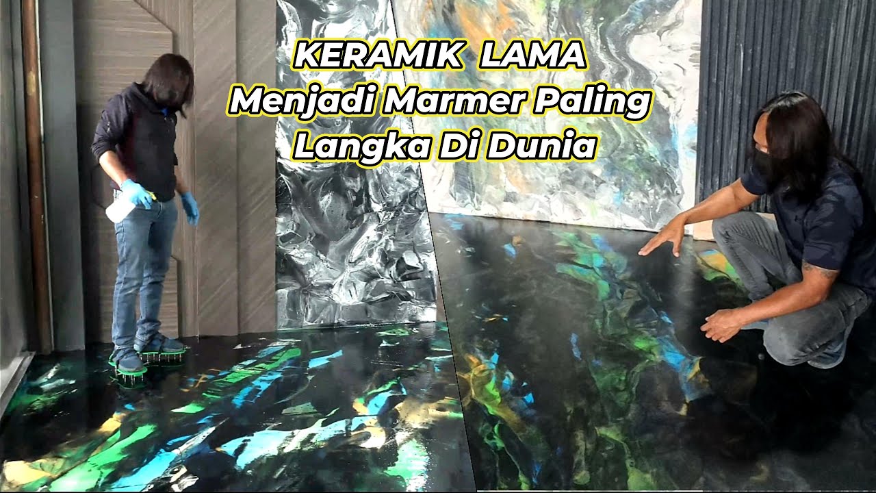 PENGERJAAN LANTAI EPOXY DECORATIVE MOTIF MARMER.