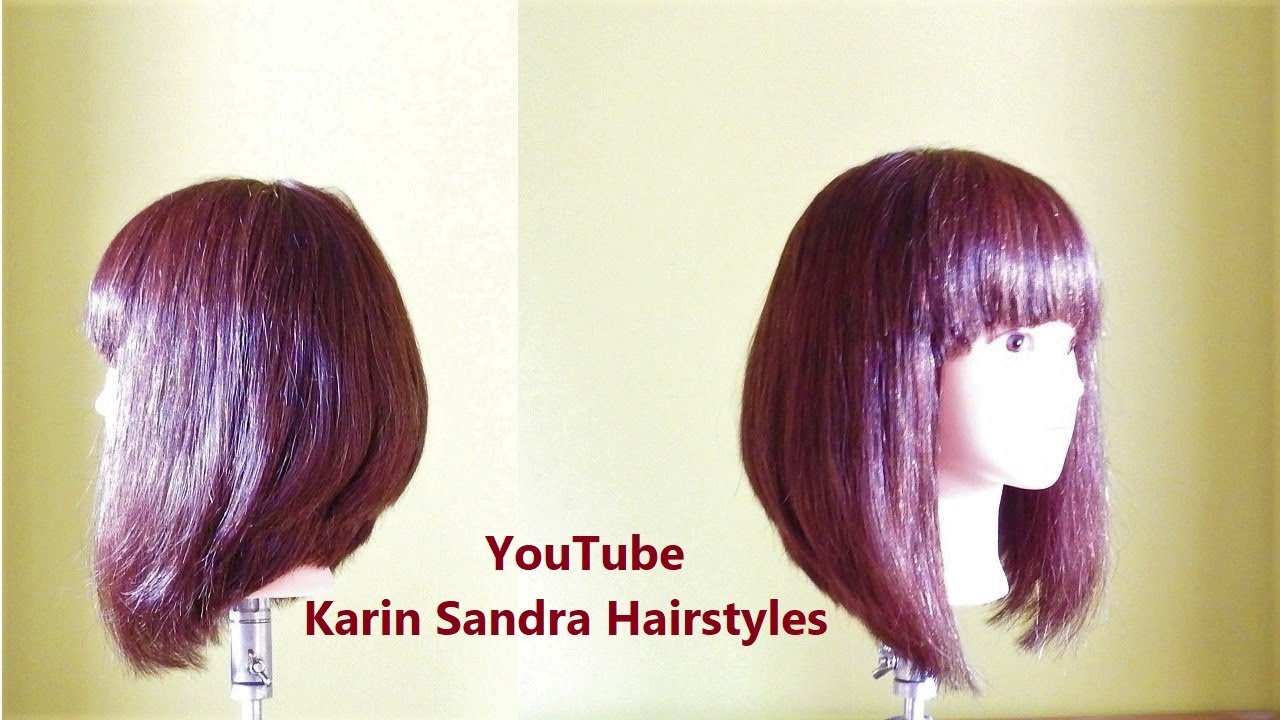 Graduated Bob haircut / Long Layered Bob haircut with Bangs / A-Line Bob haircut tutorial with Bangs