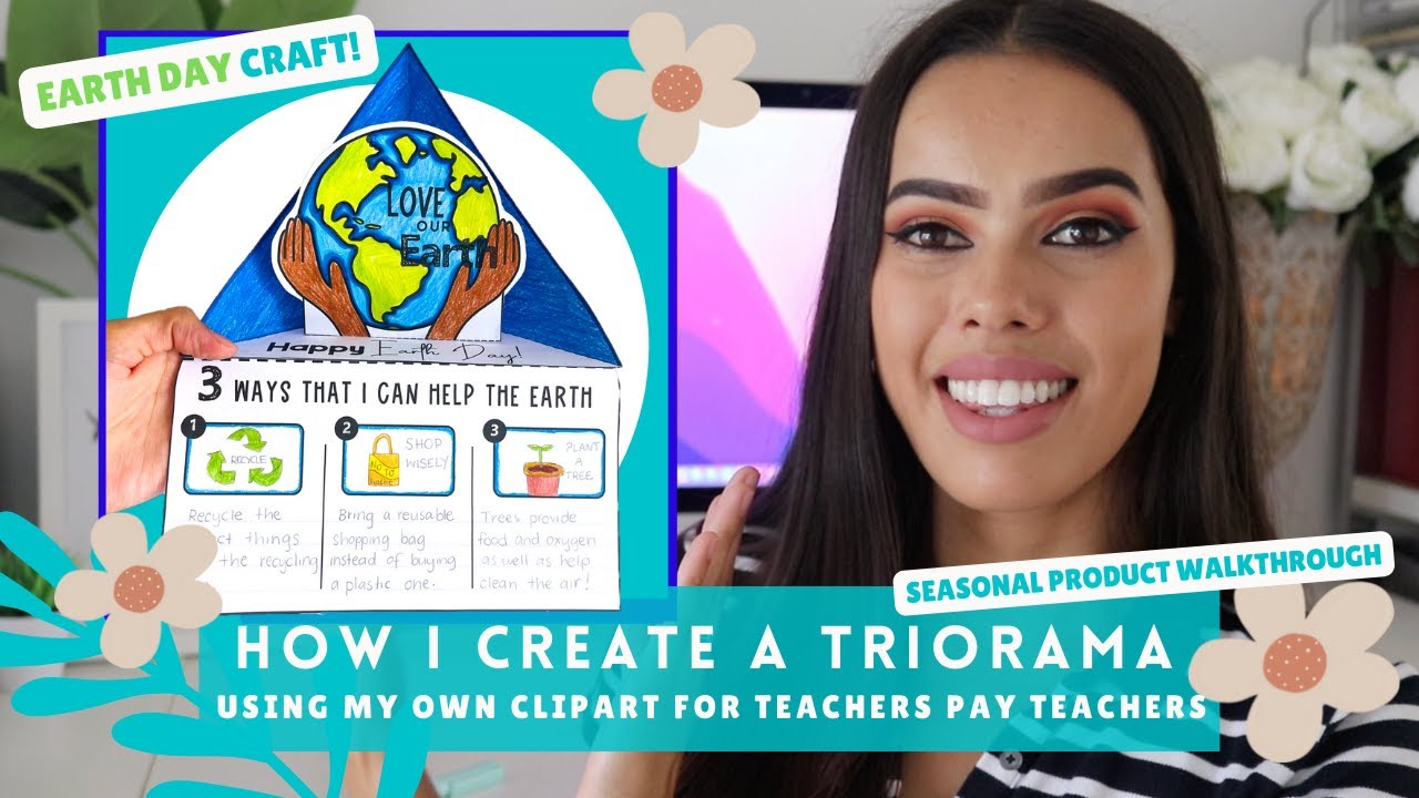 Teachers pay Teachers Seasonal Product Creation- How I create a Triorama for Earth Day using clipart