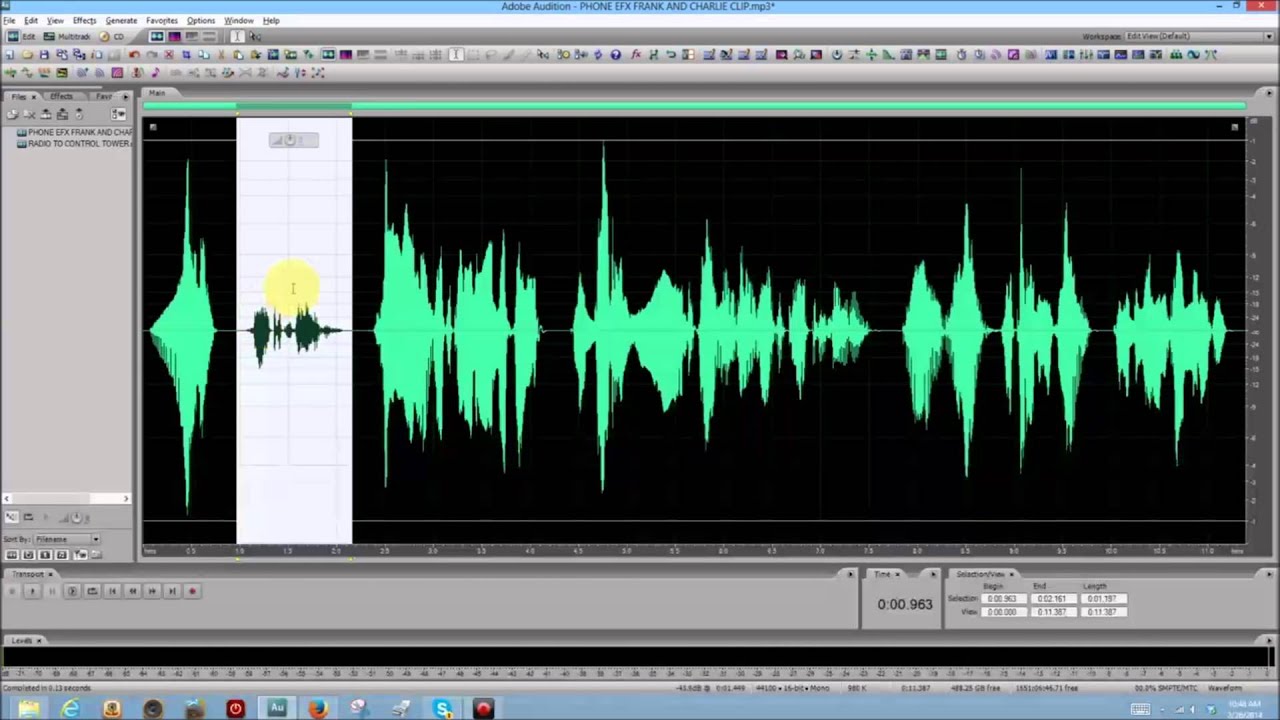 Adobe Audition - Basics - Lesson 17 - Effects Menu: Telephone Effect