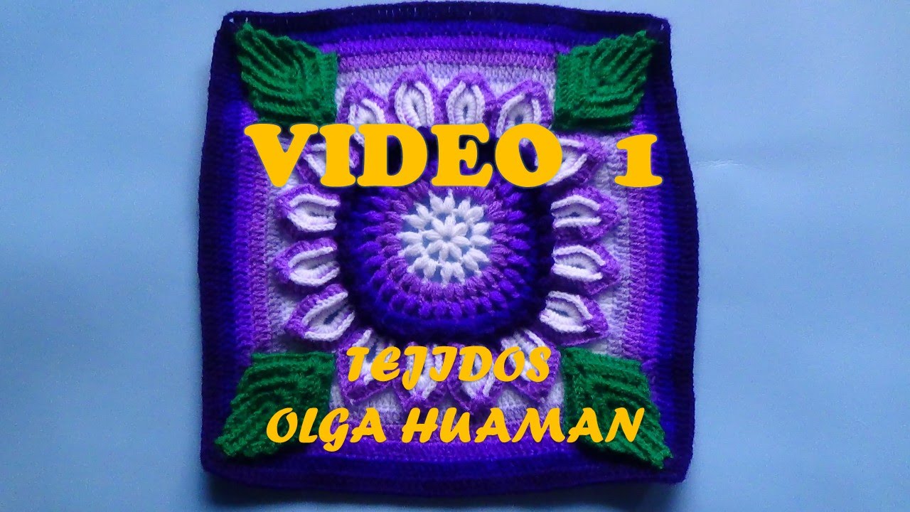 Cuadrado para colcha tejido a crochet muestra 