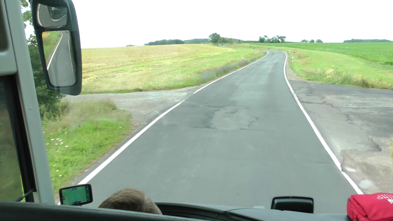 driving on 1 lane (single lane) secondary roads in rural Bavaria, Germany