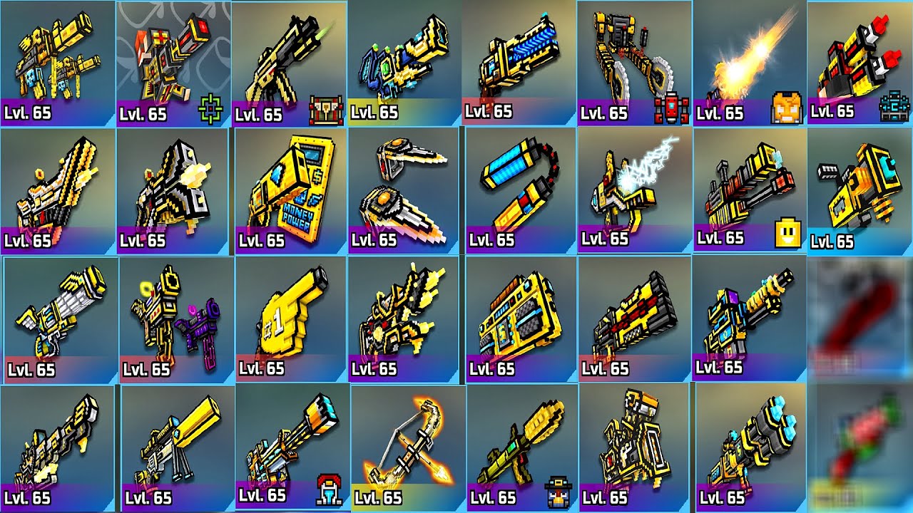 Pixel Gun 3D - Using All Yellow Weapons Challenge (LvL 65)