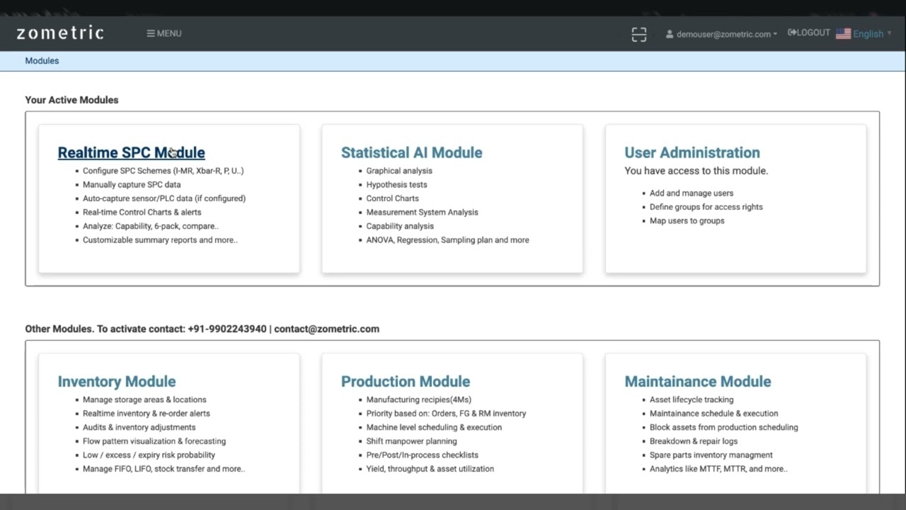 How to configure master data in Zometric Online Realtime SPC Software?