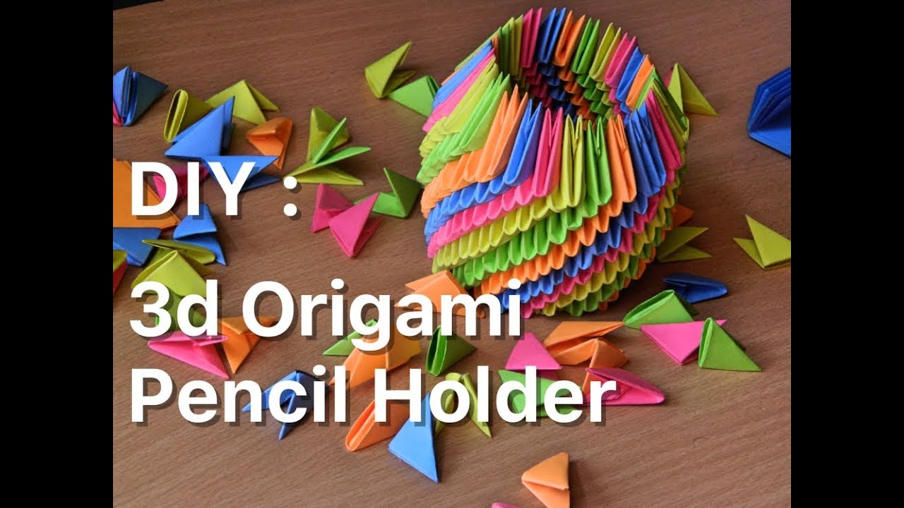 DIY Origami 3D Pencil Holder