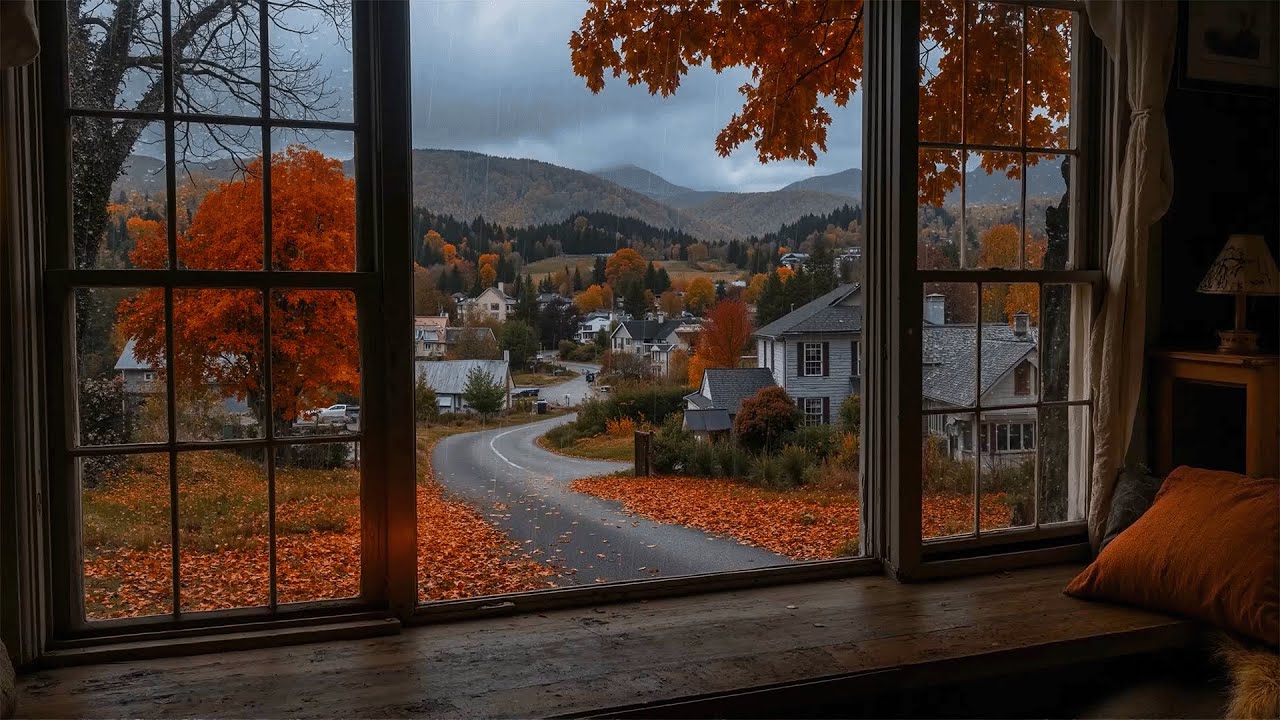 Rain on the Window 🌧️🍂 Warm autumn air and rain sounds help induce deep sleep