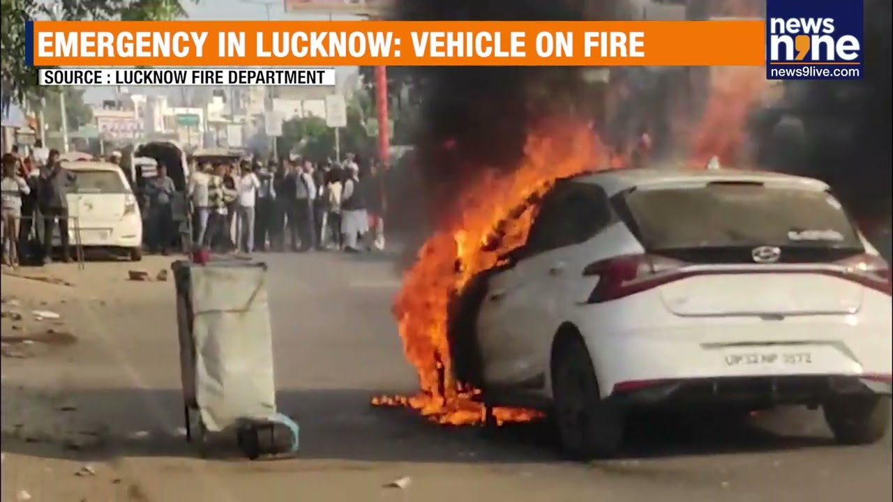Breaking: Car Catches Fire Near Malikhan Sarai Chowk in Lucknow | News9