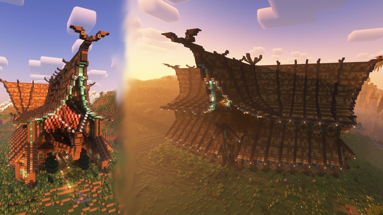 VIKING TOWN HALL Minecraft Timelapse Build + DOWNLOAD