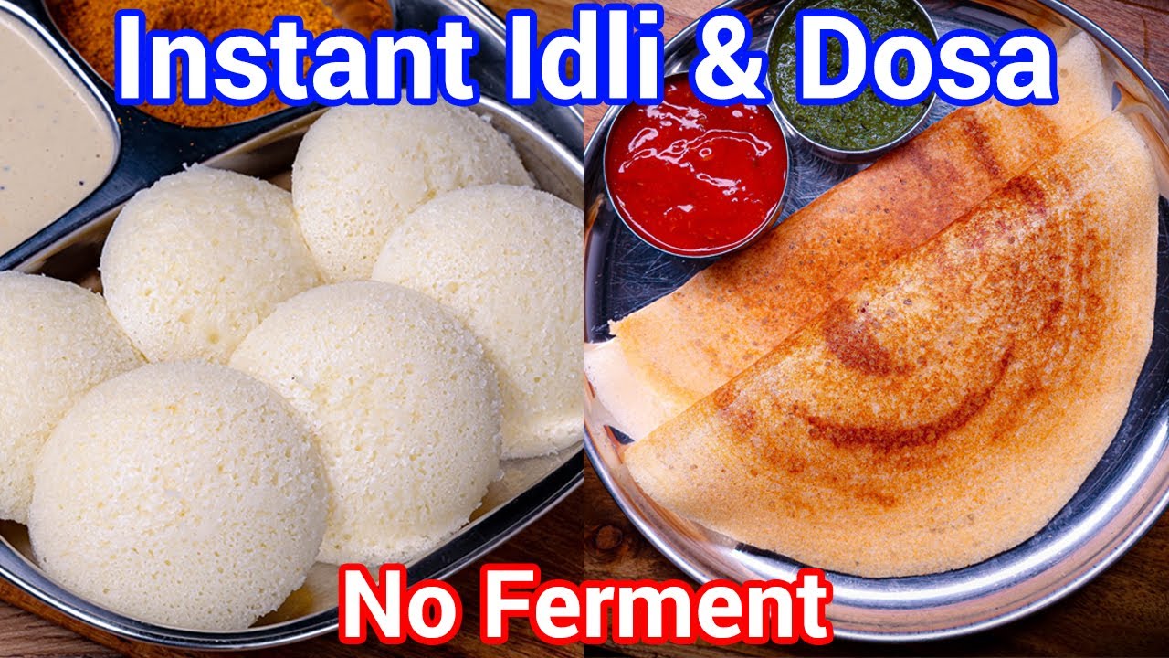 Instant Idli, Dosa & Chutney | No Ferment, No Grind | 15-Min Breakfast - Quick South Indian Plate