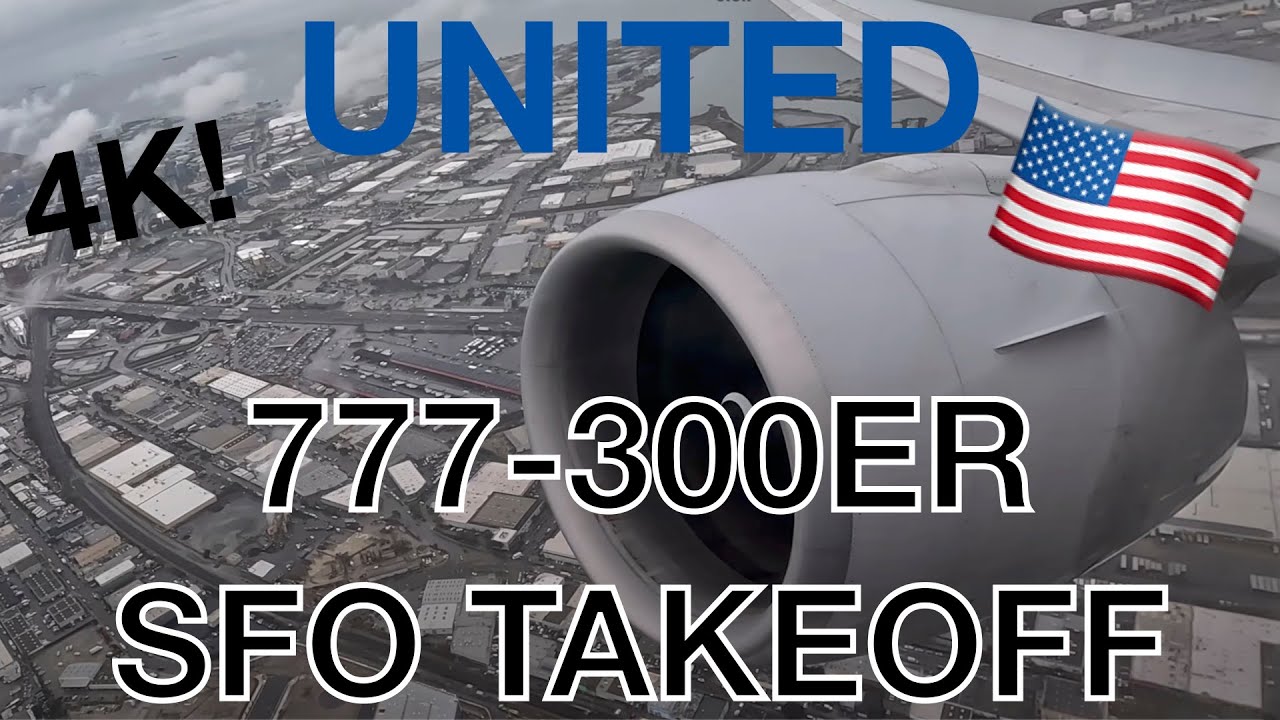 4K! United Airlines UA1175 777-300ER (N2138U) Takeoff from SFO Runway 28L