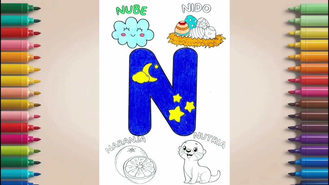 Coloreamos la letra N – dibujos divertidos para niños