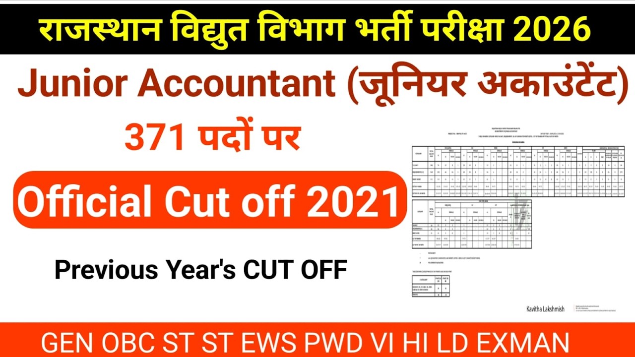 JVVNL Junior Accountant Previous Year Cut Off | Rajasthan Electricity Department New Recruitment ...