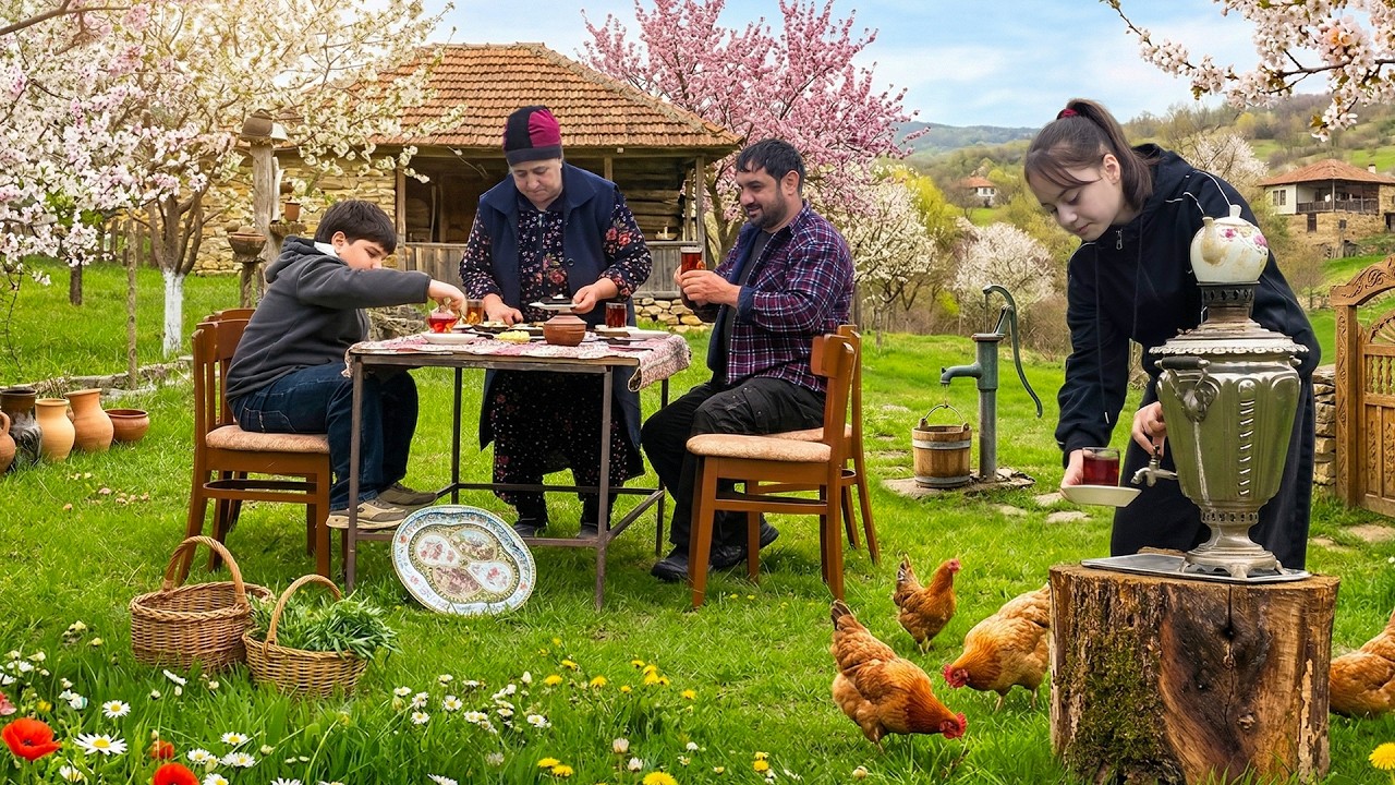 Spring Tea with Grandma Naila 🌸 Beautiful Family Routine in the Village