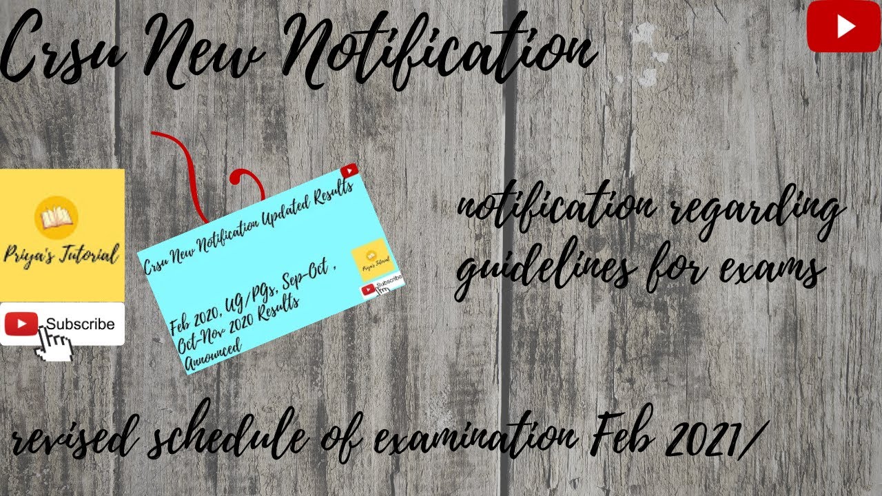 crsu new notification//revised schedule of examination Feb2021// exam pattern notification//