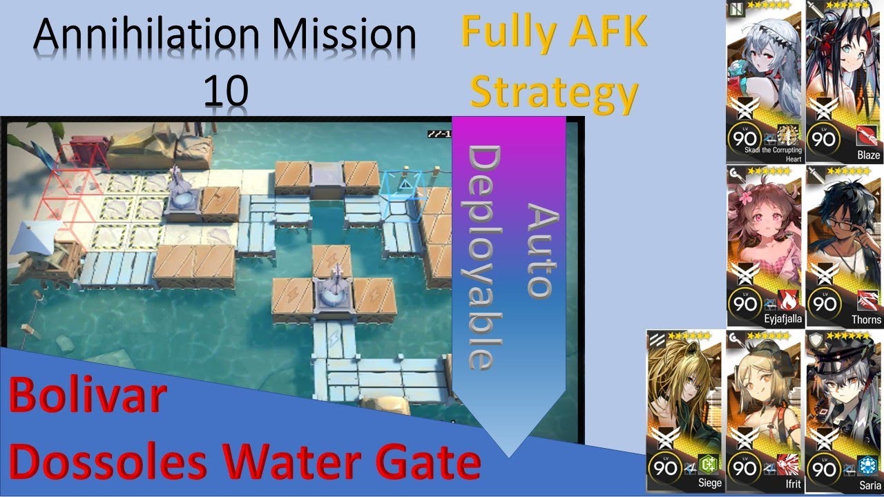 [Arknights] Annihilation 10 Dossoles Water Gate 7 OP No Brain + Fully AFK clear