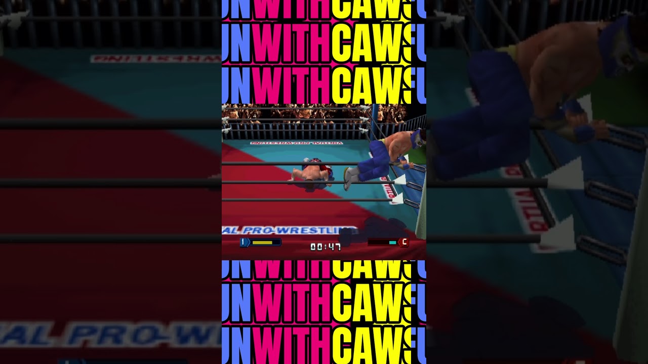 Hayabusa gives Dynamite Kid a BULLDOG & a FLYING ELBOW (Virtual Pro Wrestling 2 FREEM)