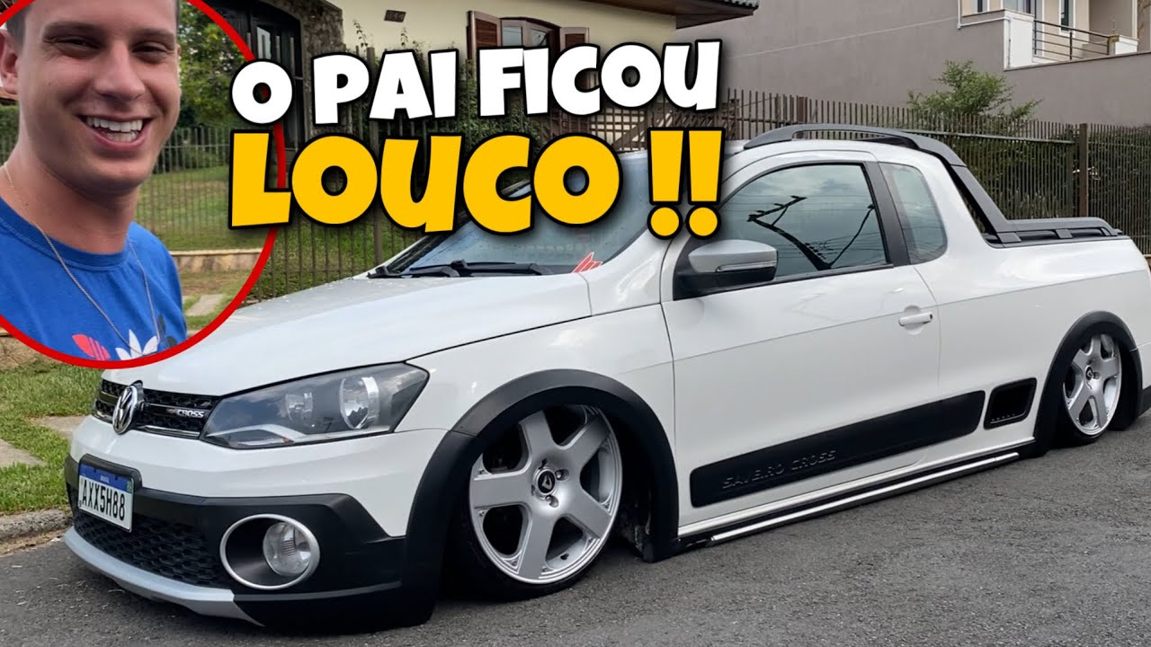REBAIXOU O CARRO DO PAI ? SAVEIRO CROSS SUSPENSÃO A AR