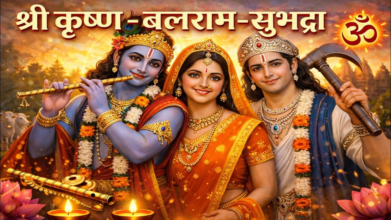 श्री कृष्ण बलराम सुभद्रा भजन | Flute Bhajan | Peaceful Female Voice | Divine Devotion #krishna 