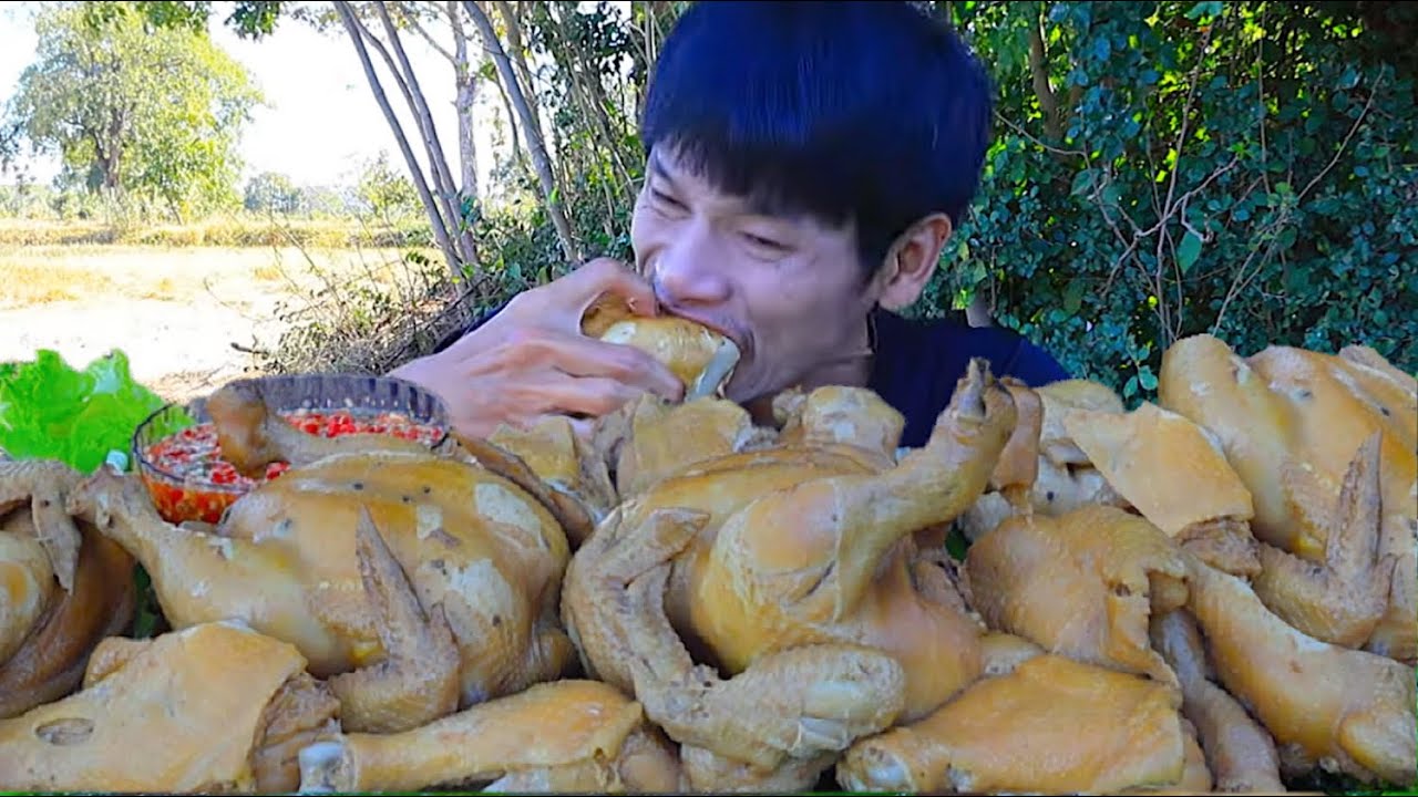 ไก่ต้มน้ำปลาจิ้มซีฟู๊ดแกล้มผักสดแซ่บคักขนาดครับพี่น้องMUKBANG EATING SHOW/โก้อีสานพาแดก
