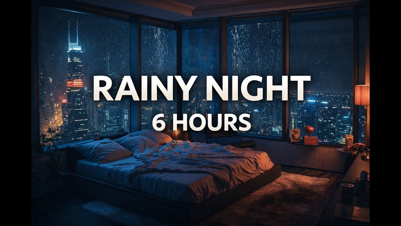 6 Hours Rainy Night in a Cozy Bedroom 🌧️ City Rain for Deep Sleep & Relaxation