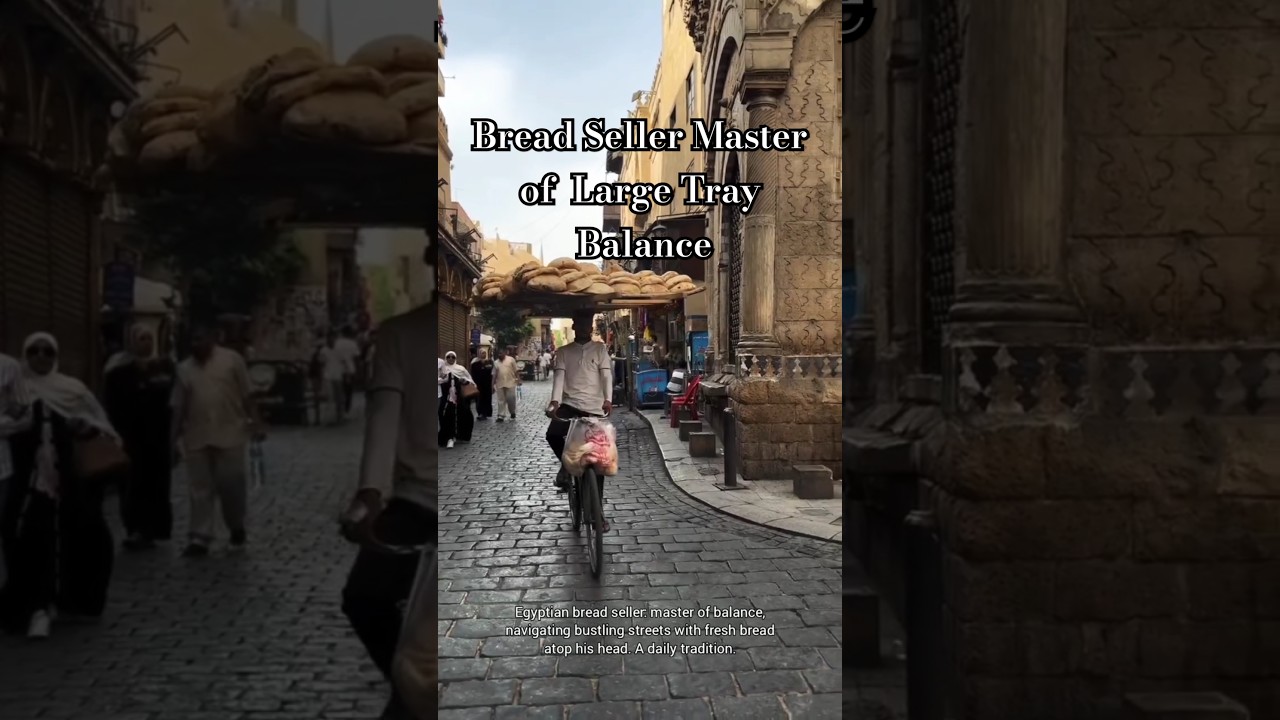 Incredible Balance: Egypt's Cycling Bread Vendor