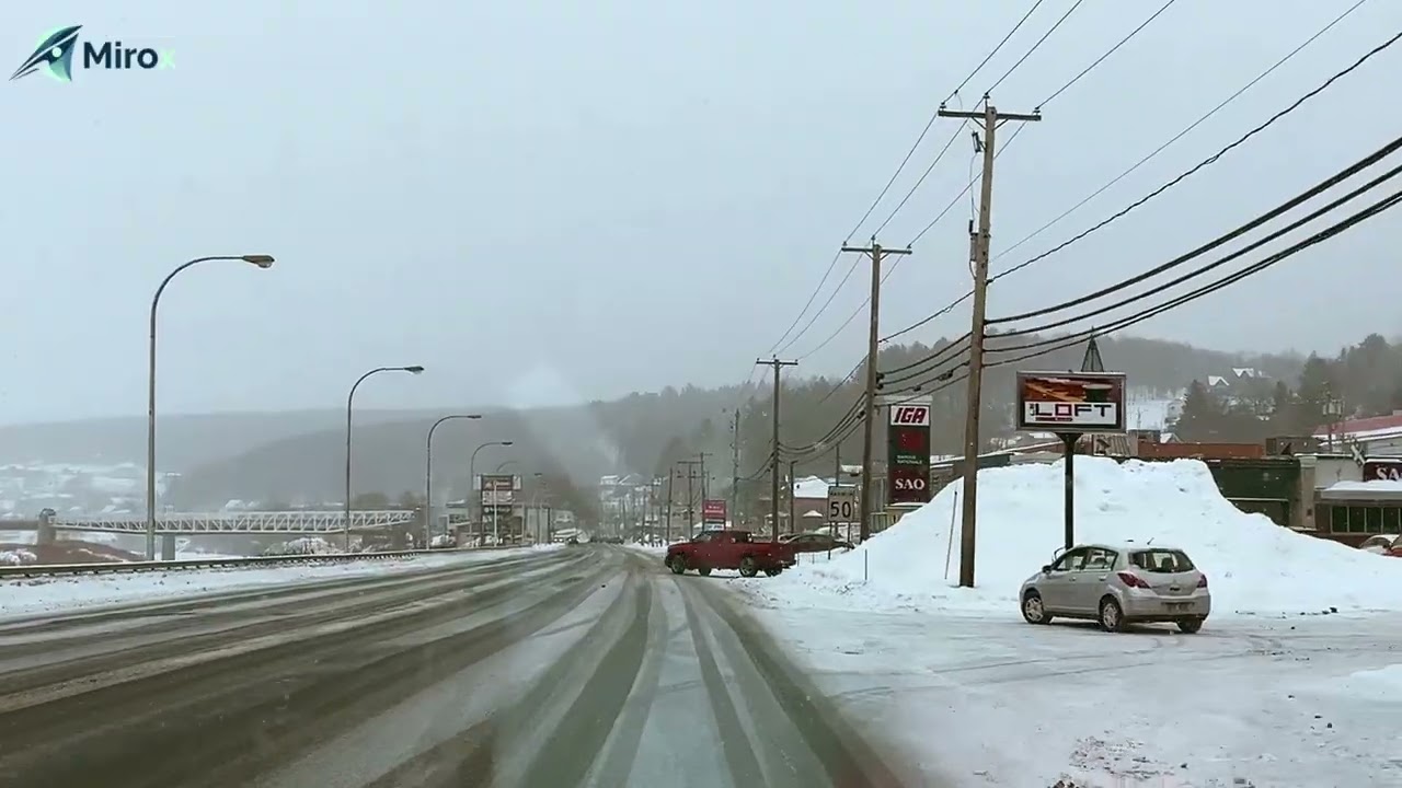 Snowy Highway Quebec | Winter Driving Conditions POV