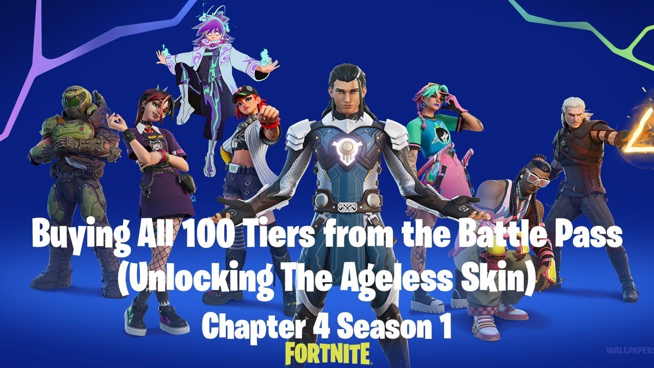 Buying All 100 Tiers from the Battle Pass (Unlocking The Ageless) - Fortnite Chapter 4 Season 1 (8k)
