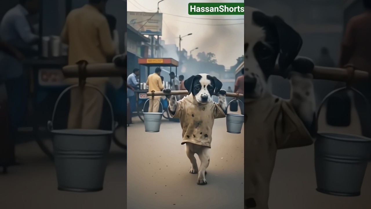 The poor puppy didn't have slippers, so kids make fun of him #ai #animahal