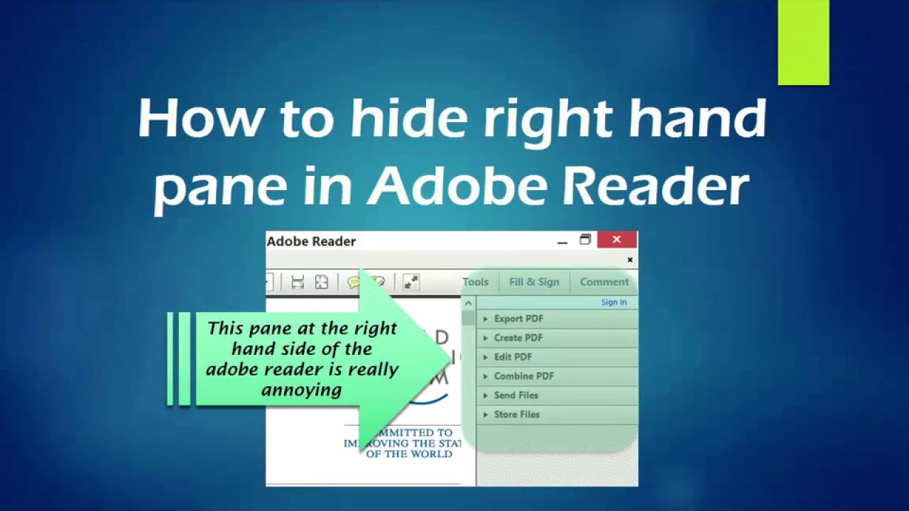 How to get rid of right side panel of Acrobat PDF Reader